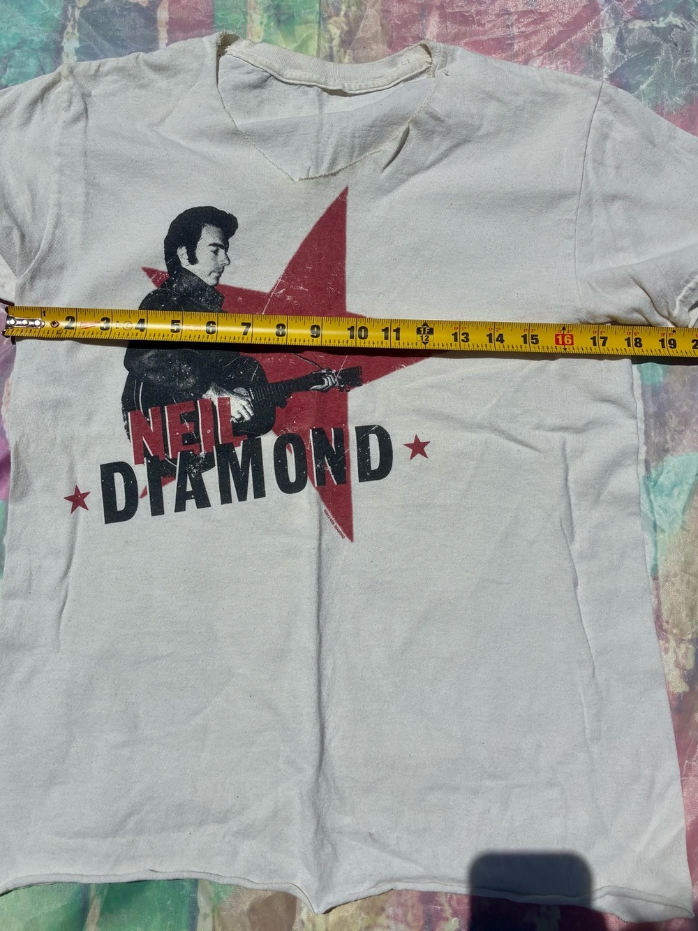 Vintage Neil Diamond White Tee with Red and Black Graphic